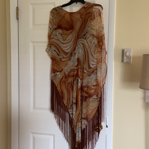 Camilla Kaftan in Caramel Swirl Print and Fringe - Picture 7 of 8